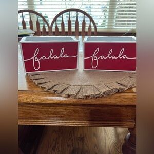 2 Christmas Wooden Planters w/plastic inserts- great for Holiday Decorating